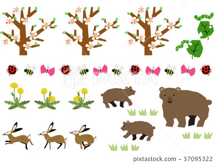 Spring image illustration. Spring flora and fauna. For calendars. 37095322