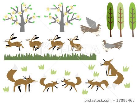 Spring image. Wild boar and fox. Material for the calendar. Spring image. 37095463