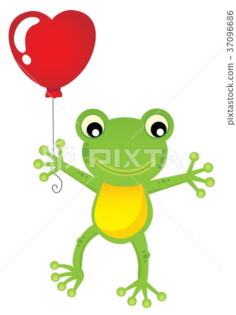 Frog with heart shaped balloon theme 1 Frog with heart shaped balloon theme 1 37096686