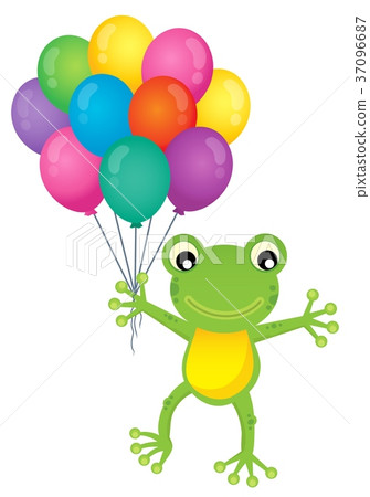 Frog with party balloons theme image 1 Frog with party balloons theme image 1 37096687