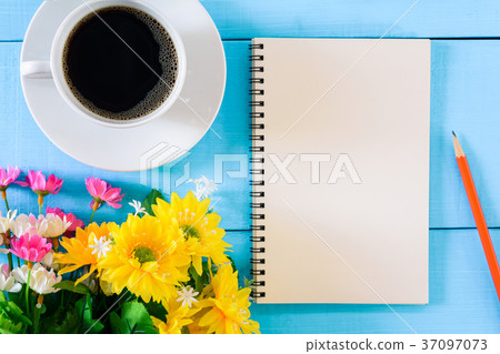 good morning notebook and coffee 37097073