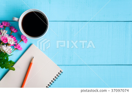 good morning notebook and coffee 37097074