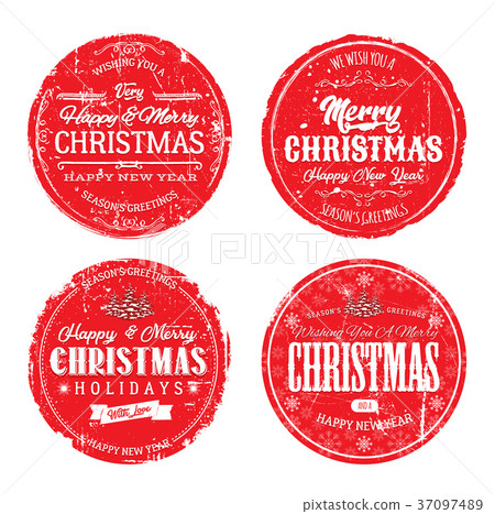Merry Christmas Grunge Badges Merry Christmas Grunge Badges 37097489