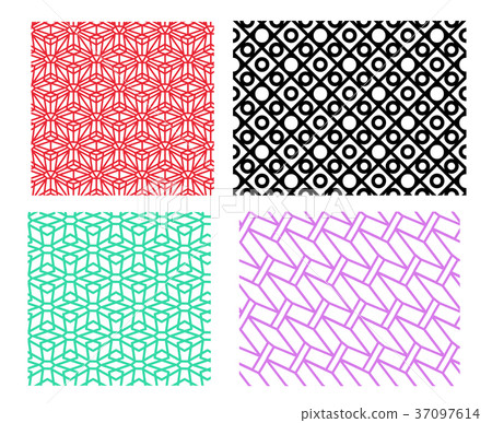 Set of geometric pattern in linear style - Stock Illustration [37097614 ...