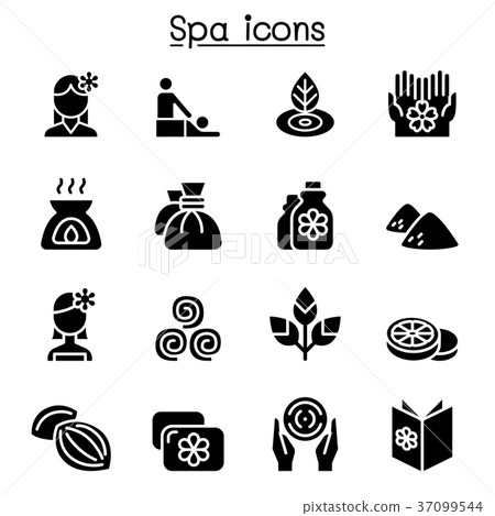 Massage, Spa & alternative therapy icon set 37099544