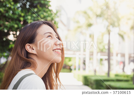 Young traveler asian woman admiring beautiful. Young traveler asian woman admiring beautiful. 37100615