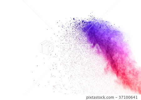 abstract blue-red dust explosion on white. abstract blue-red dust explosion on white. 37100641