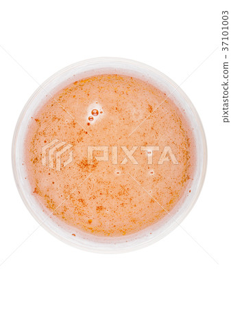 Glass of lager ale beer top view with foam 37101003