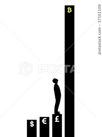 Man is looking how bitcoin is growing on market. Man is looking how bitcoin is growing on market. 37101109