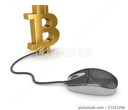 Bitcoin Symbol and Computer Mouse 37101206