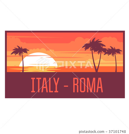 Beach with palm trees and sea - Italy rest concept 37101748