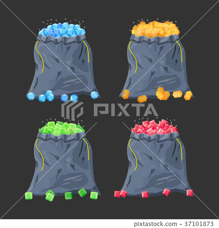 Cloth fabric money bag full of various diamonds. Cloth fabric money bag full of various diamonds. 37101873