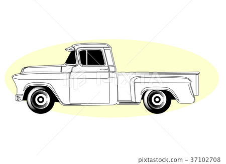 Silhouette of retro pick-up truck - vintage pickup Silhouette of retro pick-up truck - vintage pickup 37102708