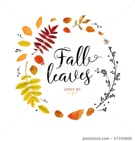Vector floral watercolor card design Autumn leaves - Stock Illustration ...