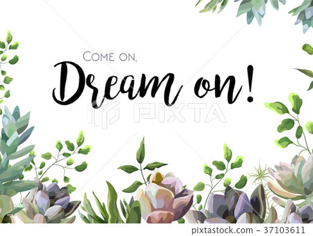 Vector floral card design: Succulent cactus plant  37103611
