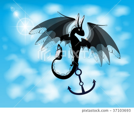 dragon. black fire dragon against 37103693