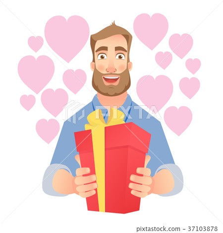 Man holding red present box 37103878