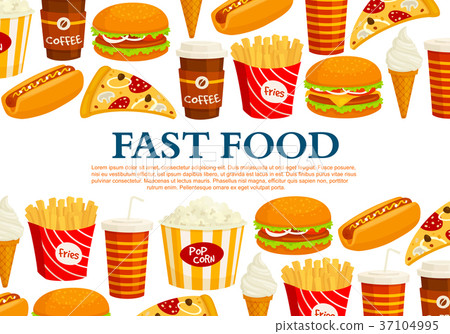Fast food vector poster of fastfood meals Fast food vector poster of fastfood meals 37104995