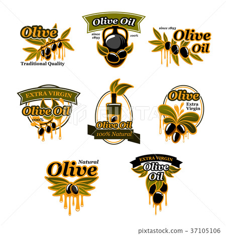 Vector icon of olives for organic olive oil Vector icon of olives for organic olive oil 37105106