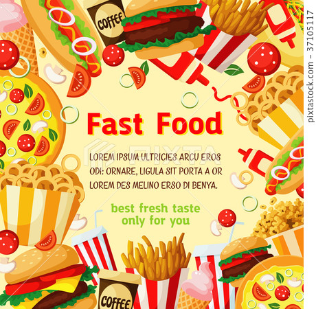 Fast food meal restaurant vector fastfood poster Fast food meal restaurant vector fastfood poster 37105117