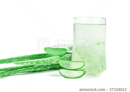 Aloe Vera Juice Healthy drink on white background 37108022