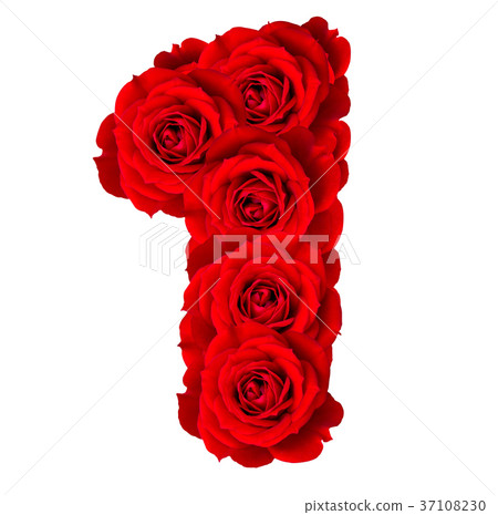 Red Roses numbers 1 made from bloom red rose 37108230