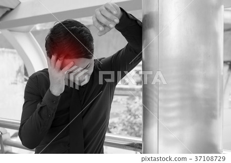 sick businessman suffering from stress, headache 37108729