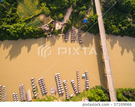 Aerial view of Bamboo raft Aerial view of Bamboo raft 37109066