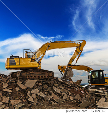 Excavator on construction site 37109162