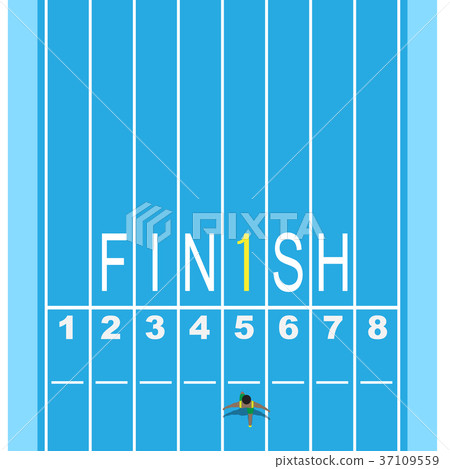 first runner on running track with finish word 37109559