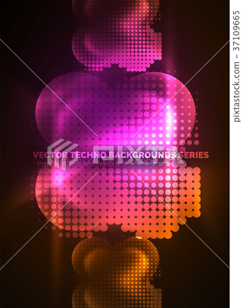 Shiny neon glowing circles, dot particles Shiny neon glowing circles, dot particles 37109665