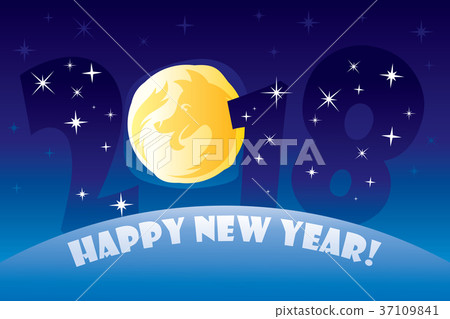 2018 greeting card with stylized dog 2018 greeting card with stylized dog 37109841