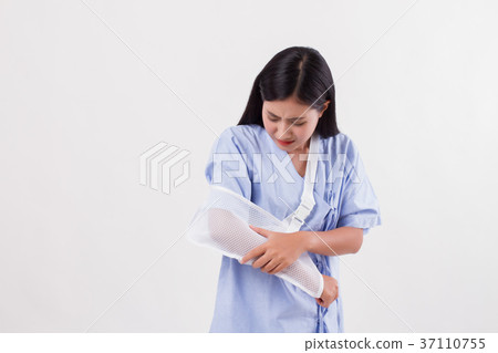 unlucky woman with broken arm bone 37110755