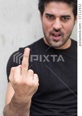 angry man giving middle finger angry man giving middle finger 37112912