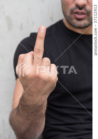 angry man giving middle finger angry man giving middle finger 37112913