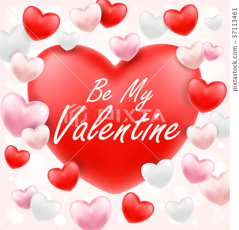 happy valentine day with pink red white heart 37113461