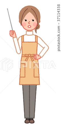 一個女人抱著一個指針,並提示注意 一個女人抱著一個指針,並提示注意 37114338