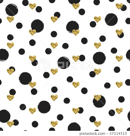 Seamless hand drawn ink polka dot pattern with - Stock Illustration ...