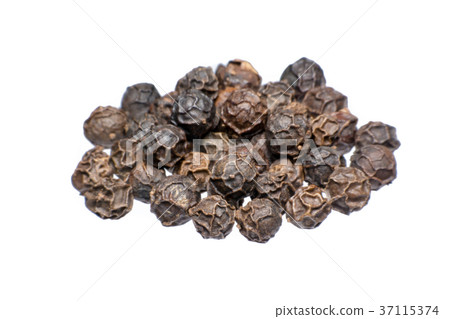 Black peppercorn against isolated on a white  37115374