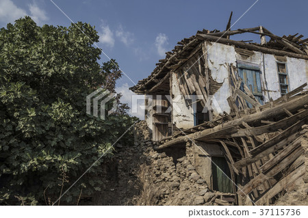 damaged abandoned building 37115736