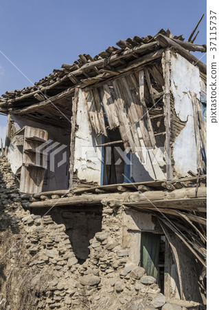 damaged abandoned building 37115737