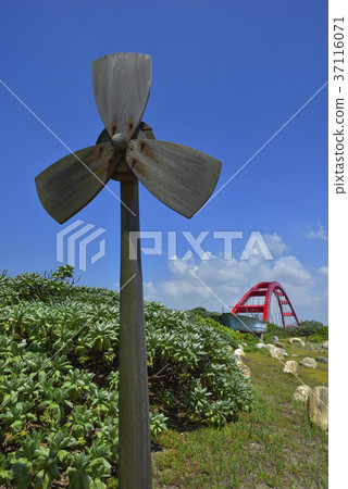 永安漁港,晴朗,雲,港口,路,裝置藝術,樹,交通,漁船,橋,桃園市,新屋區 37116071