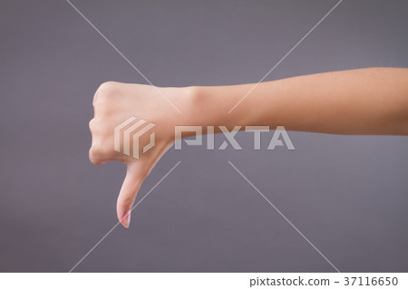hand showing thumb down, dislike, bad unacceptance 37116650