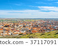 Aerial panoramic view over the orange tile roofs 37117091