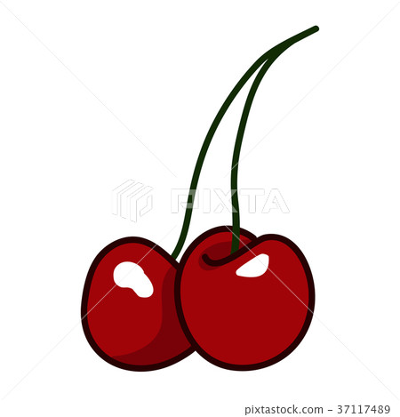 Pair of cherries isolated on white 37117489