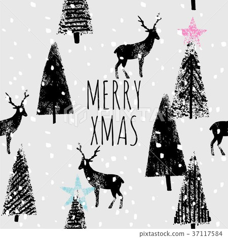 Merry xmas hand drawn trendy print Merry xmas hand drawn trendy print 37117584