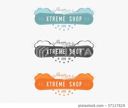 Set of Snowboarding extreme shop logo, label 37117829