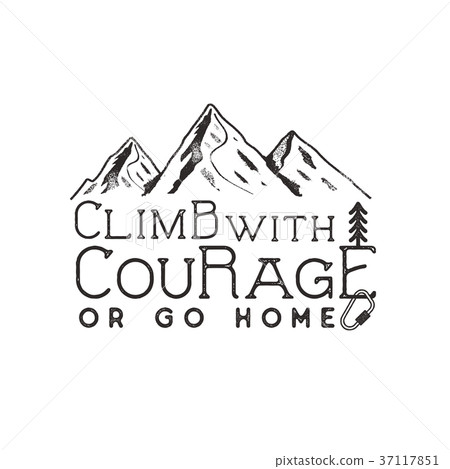 Climbing vintage label design. Hand drawn badge Climbing vintage label design. Hand drawn badge 37117851
