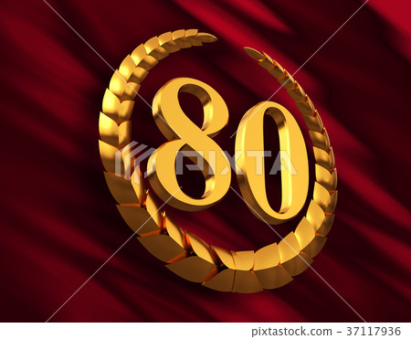 Anniversary Golden Laurel Wreath And Numeral 80 On 37117936