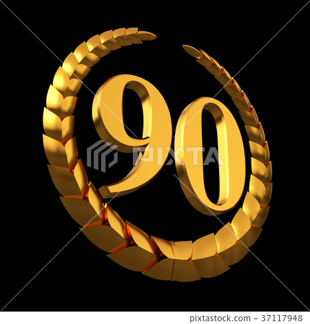 Anniversary Golden Laurel Wreath And Numeral 90 On 37117948